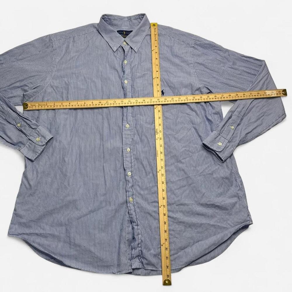 Ralph Lauren Blue White Striped Button Down Shirt XXL 100% Cotton Stretch - Picture 7 of 7